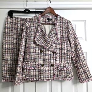 Ann Taylor Multicolor Matching Jacket (Blazer) & Skirt Suit Set Size 4